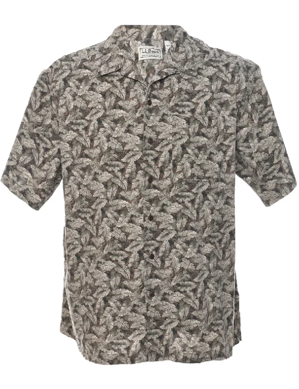 L.L. Bean Hawaiian Shirt - L Mesh Blend Leather Blend Suede Blend