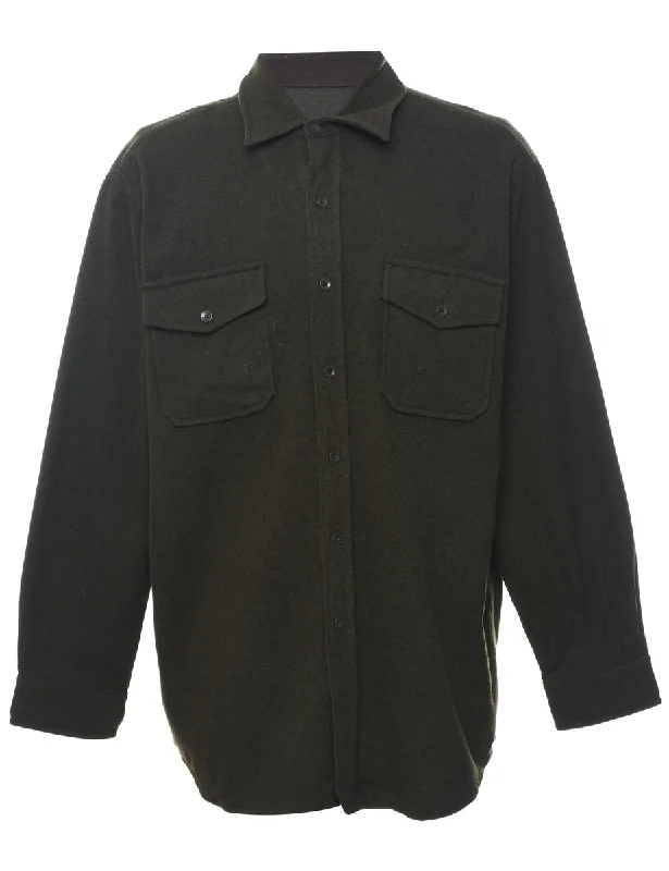 L.L. Bean Olive Green Classic Flannel Shirt - L Basic T-Shirt Crew Neck Short Sleeve L.L. Bean Olive Green Classic Flannel Shirt - L Basic T-Shirt Crew Neck Short Sleeve