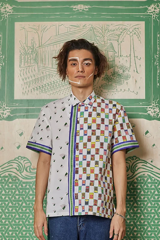 LAPAR' PRINTED MIXED POLYESTER SHIRT - SHIRT WITH SIDE PANEL - PRINT Collared Crew Neck Turtle Neck