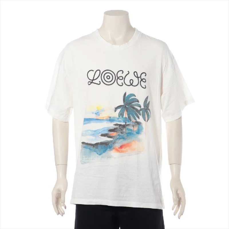 Loewe Nature Print Cotton T-shirt  White Mesh Fabric Canvas Fabric Denim Fabric