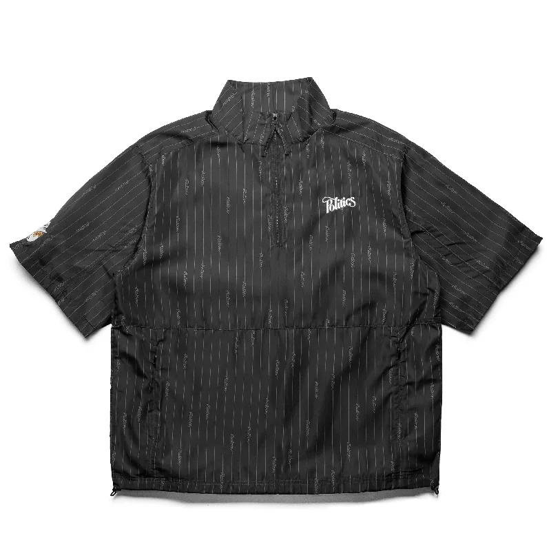 Malbon Golf x Politics Nylon Windshirt - Black Zippered Buttoned Snapped