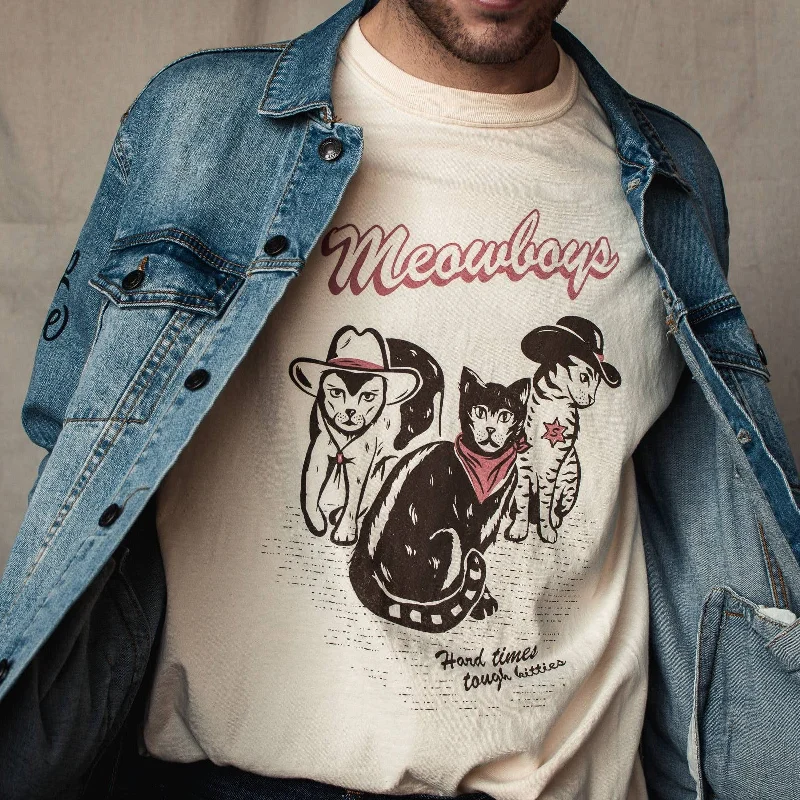Meowboys Western Tee Graphic Embroidered Appliqued
