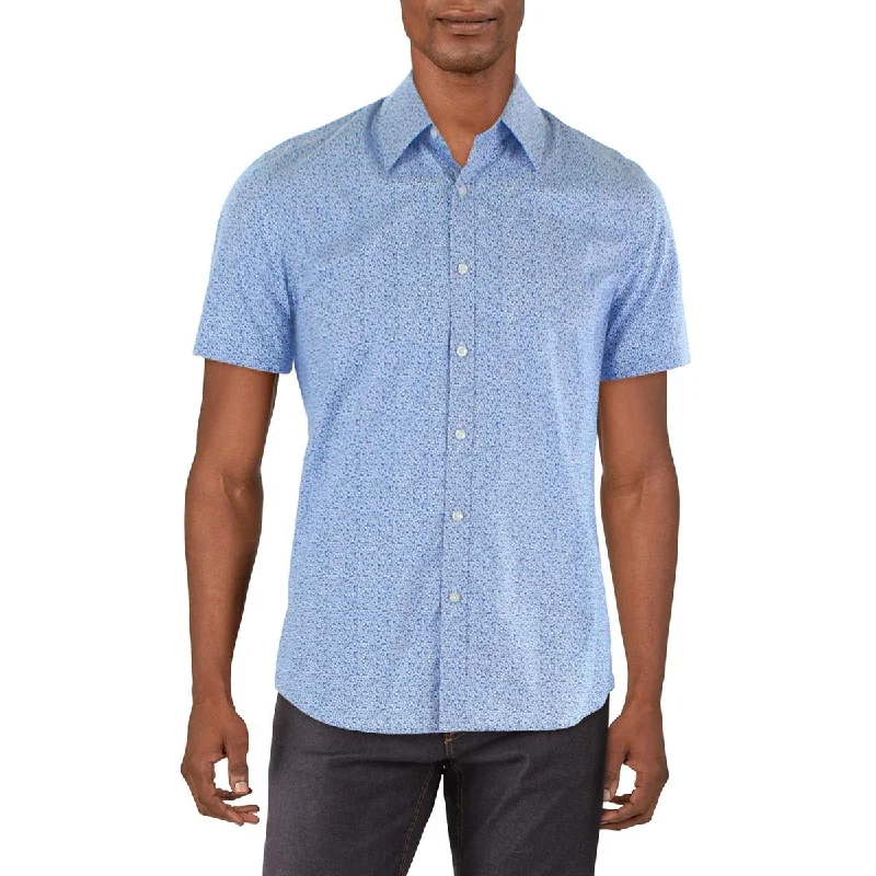 Michael Kors Mens Printed Cotton Button-Down Shirt Silk Blend Satin Velvet