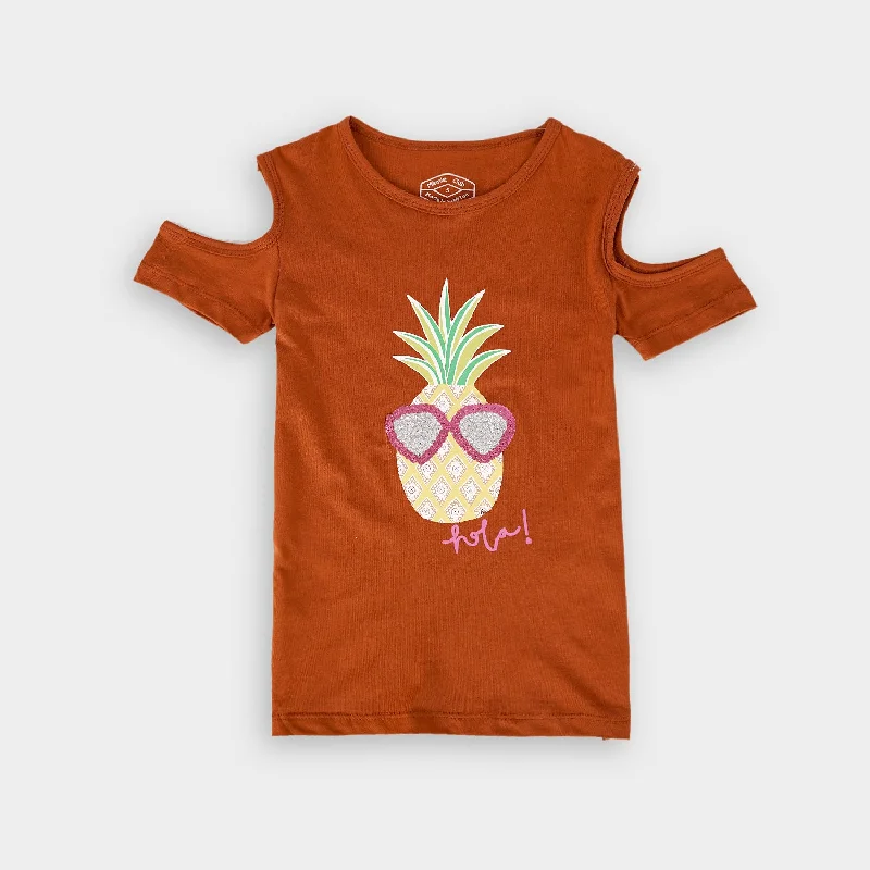 Girls Printed & Sequin Decorated Soft Cotton Off Shoulder T-Shirt Zippered Front Buttoned Front Snap Front Girls Printed & Sequin Decorated Soft Cotton Off Shoulder T-Shirt Zippered Front Buttoned Front Snap Front