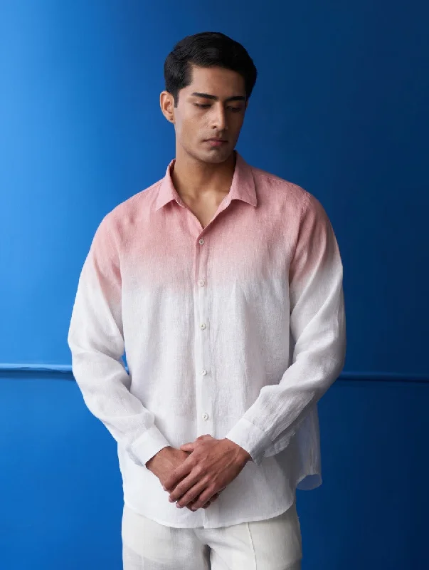 Nori Linen Tie-Dye Shirt - Blush Embroidered Appliqued Beaded
