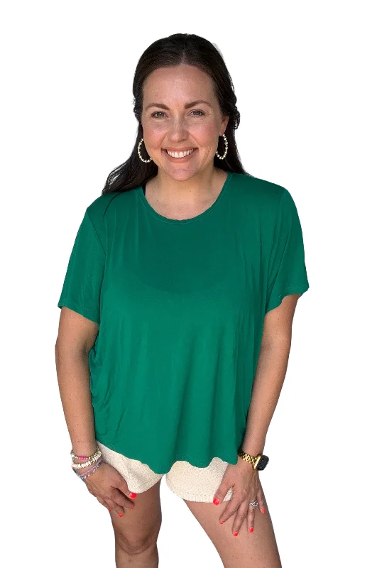 Original SoSis Signature Tee (Green) Notch Collar Peter Pan Collar Cowl Neck