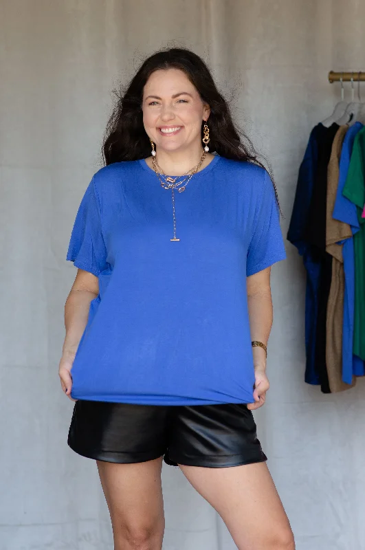 Original SoSis Signature Tee Royal Blue Houndstooth Herringbone Solid
