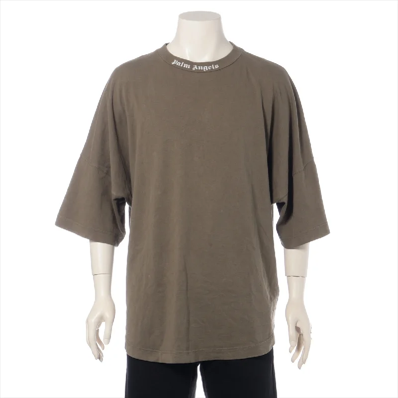Palm Angels Cotton Oversized T-shirt Olive Green Lace Blend Ribbed Blend Corduroy Blend