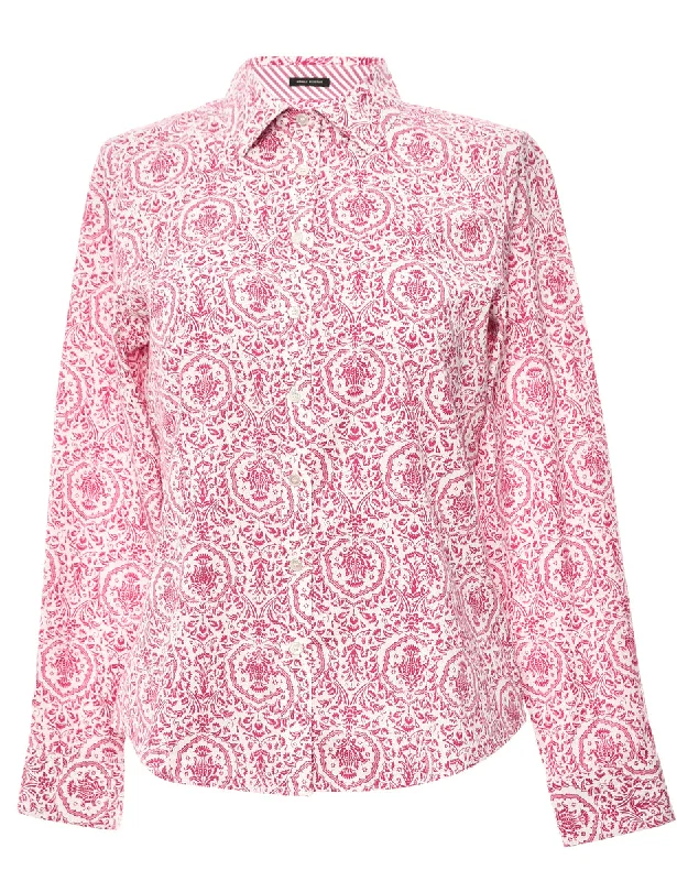 Pink Talbots Shirt - M Solid Print Embellished