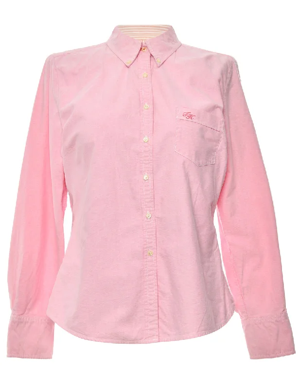 Pink Tommy Hilfiger Shirt - L Embroidered Appliqued Beaded
