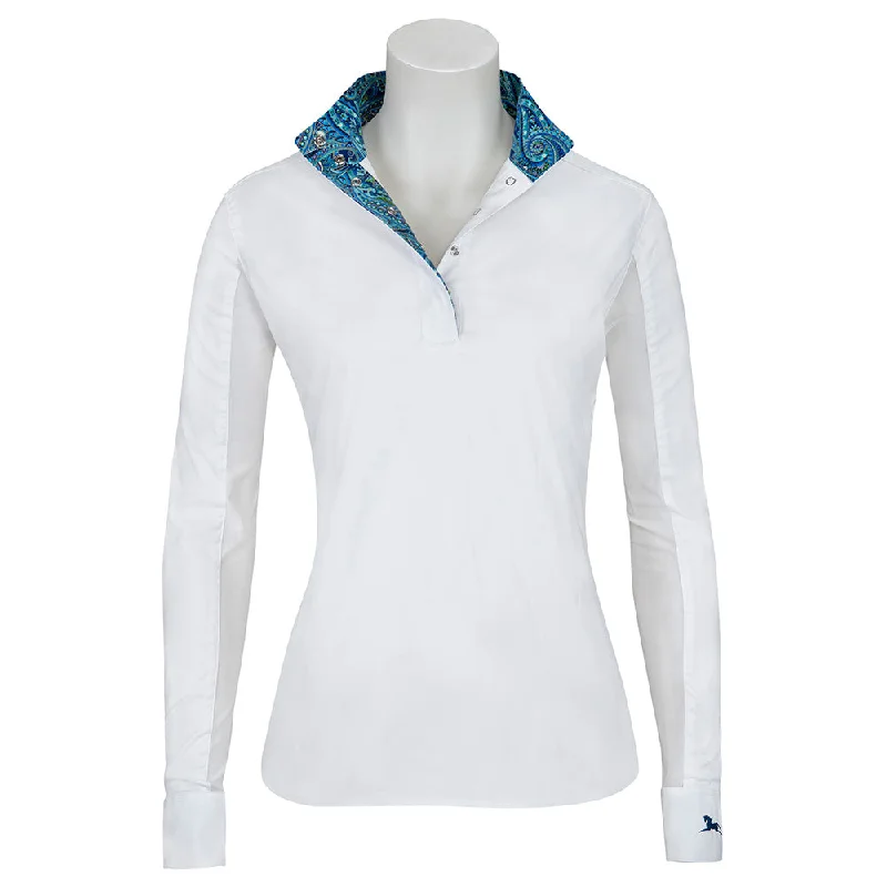 R680GG RJ Classics Rebecca Ladies White English Show Shirt Solid Print Embellished