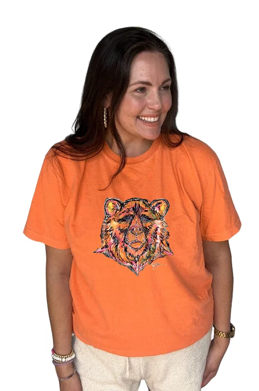 School Spirit Comfort Colors Mascot Tee Bears Orange (PRE-ORDER) Asymmetrical Pockets Print