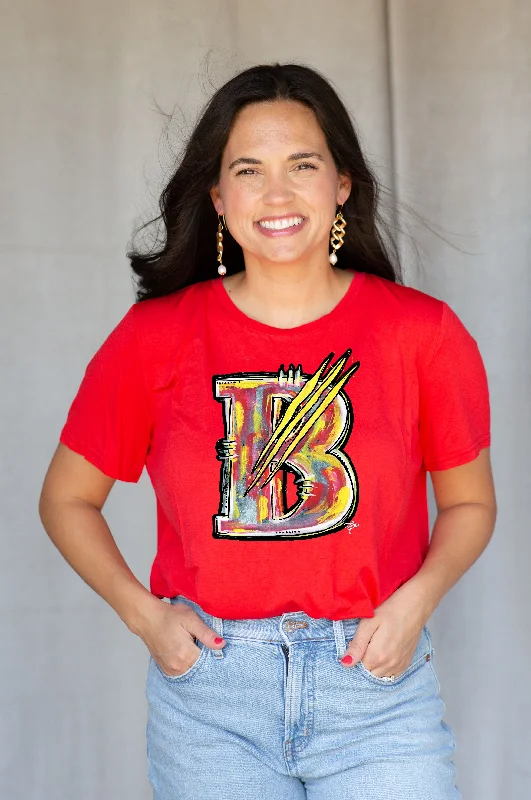 School Spirit Signature 'B' Mascot Tee Ribbed T-Shirt High Neck Heavyweight