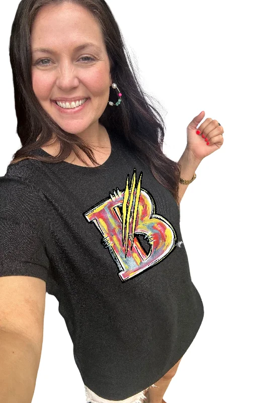 School Spirit Signature Black Sparkle Mascot Tee Brusly 'B' (PRE-ORDER) Lace Blend Ribbed Blend Corduroy Blend