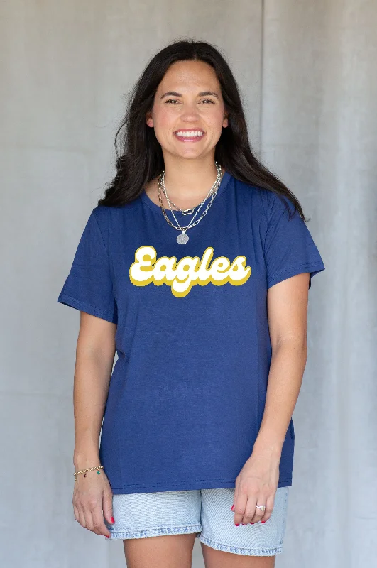 School Spirit Signature Tee Retro Eagles Navy Zippered Front Buttoned Front Snap Front