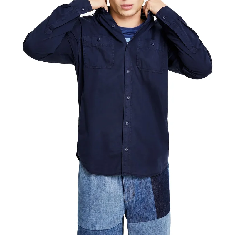 Sun + Stone Mens Collared Long Sleeve Button-Down Shirt Modern Contemporary Chic