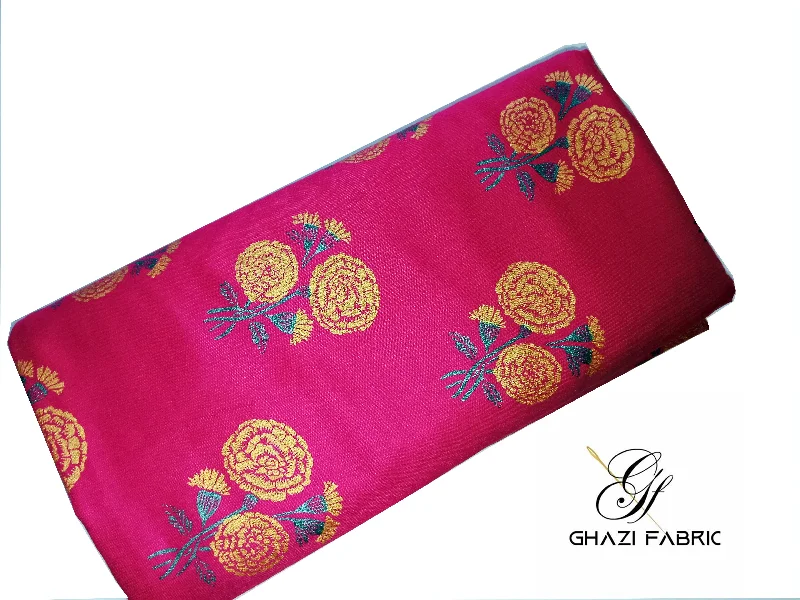 Unstitched Linen Shirt Piece in Shoking Pink | Ghazi Fabric Feroza Series - Modern Print Collection (Fz770) Boxy Fit Fitted Loose