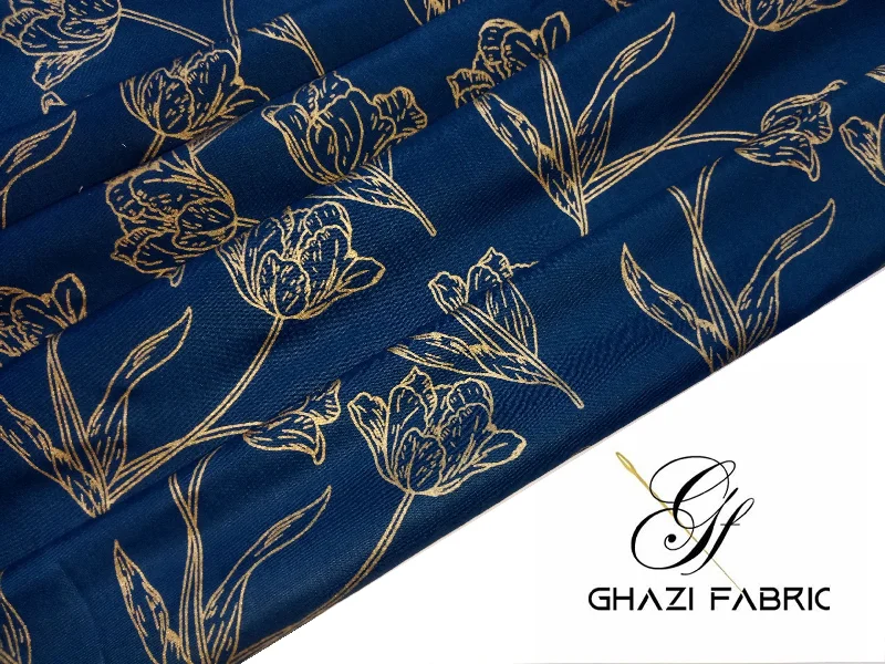 Unstitched Linen Shirt Piece in Teal Zinc | Ghazi Fabric Feroza Series - Modern Print Collection(Feroza series 0023/2-1) Fashionable Trendy Casual