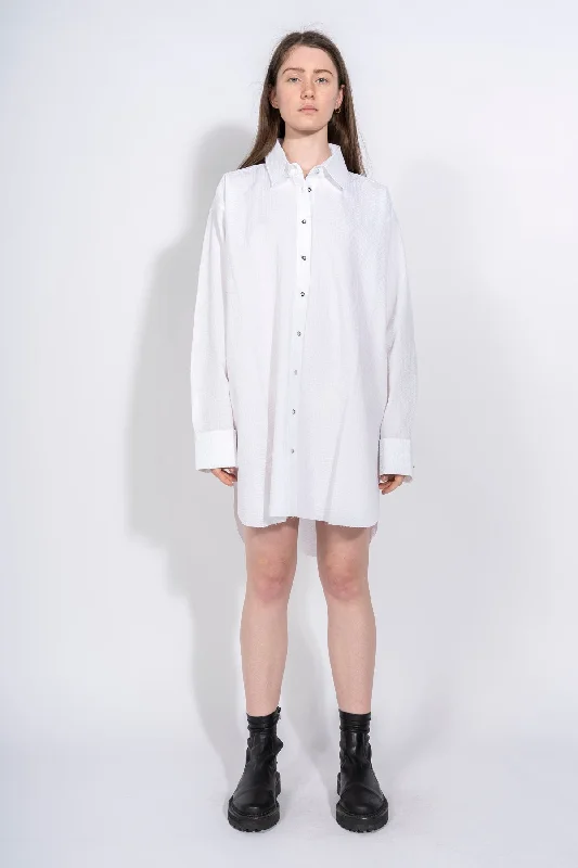 WHITE TEXTURED XXL SHIRT Solid Color Striped Floral