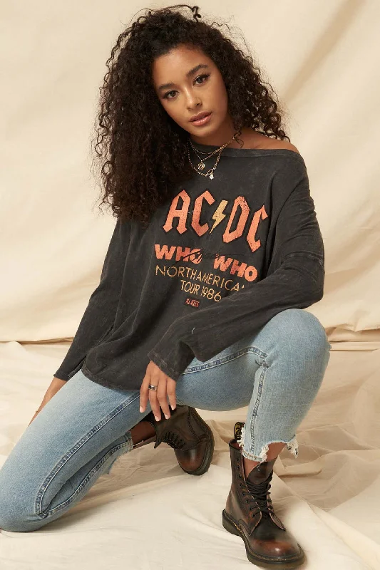 AC/DC Who Made Who Long-Sleeve Graphic Tee Cozy Warm Stylish