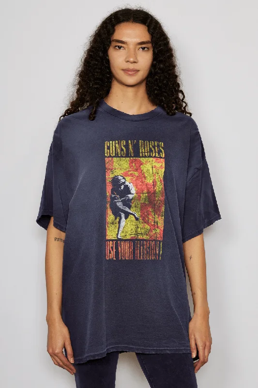 Guns N Roses Illusion Oversized Tee Front Pockets Side Pockets Patch Pockets