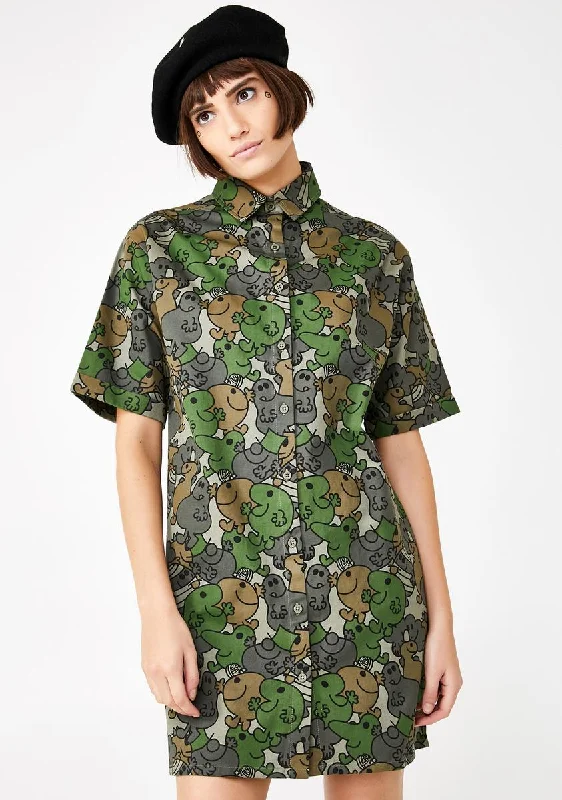 Mr Men Camo Shirt Mesh Blend Leather Blend Suede Blend