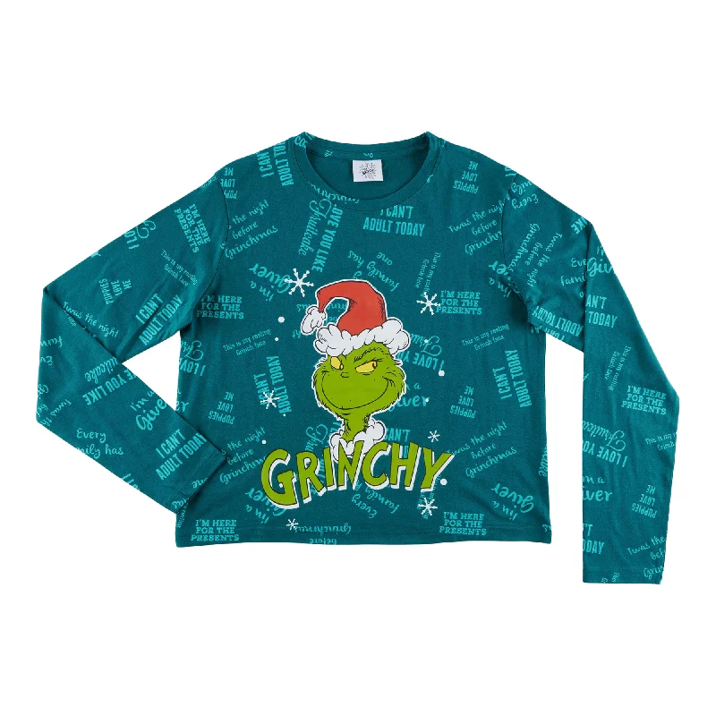 The Grinch Women's Licensed Long Sleeve T-Shirt Mesh Canvas Denim