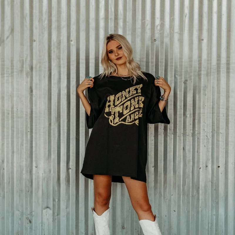 Oversized Honky Tonk Angel Graphic Tee Chenille Brocade Lace