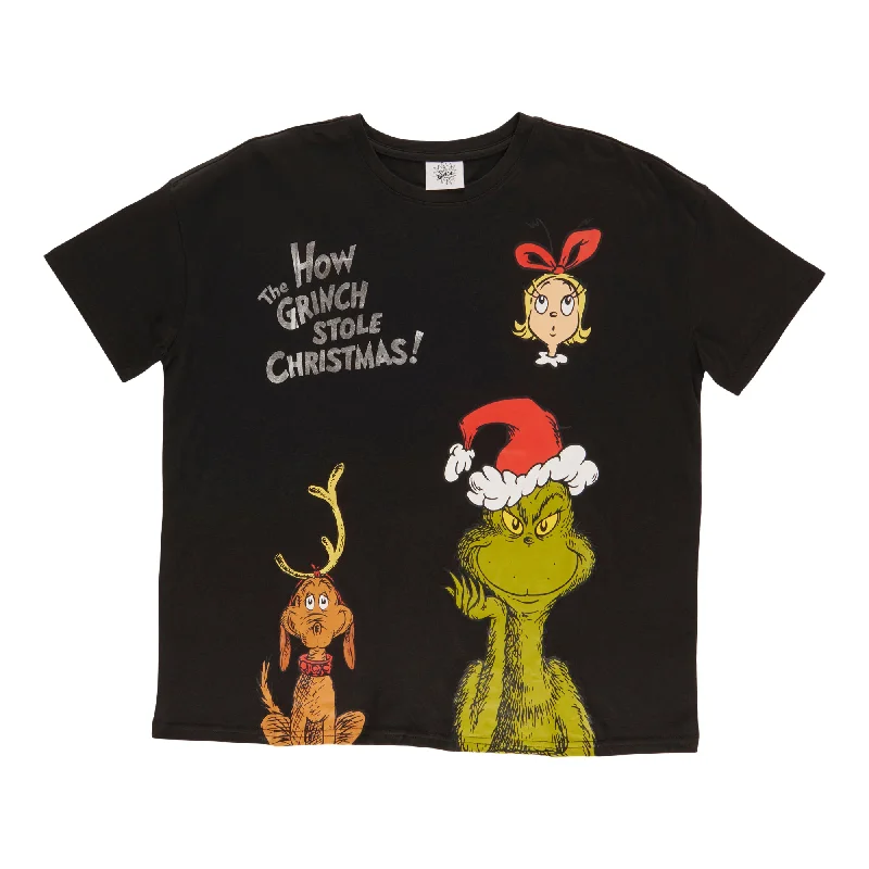 Women's Licensed Grinch Boyfriend Tee Boxy Fit Fitted Loose